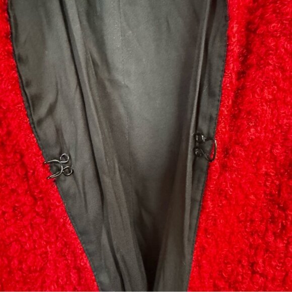 Reformation Red Teddy Sherpa Lightweight Coat Jacket Midi Soft Cozy Straight XS - Picture 7 of 14